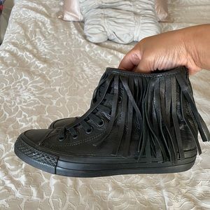 Converse  Fringe Leather High Top Sneakers